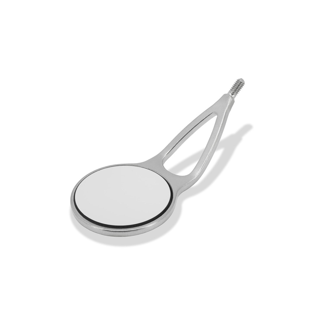 Mouth Mirror MEGAretract FS Rhodium Bifurcated Stem – Front Surface Dental Mirror with Integrated Retraction