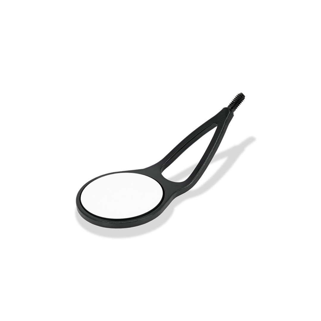 Mouth Mirror BLACK MEGAretract FS Rhodium Bifurcated Stem – Anti-Glare Front Surface Dental Mirror with Retraction | Rio Instruments